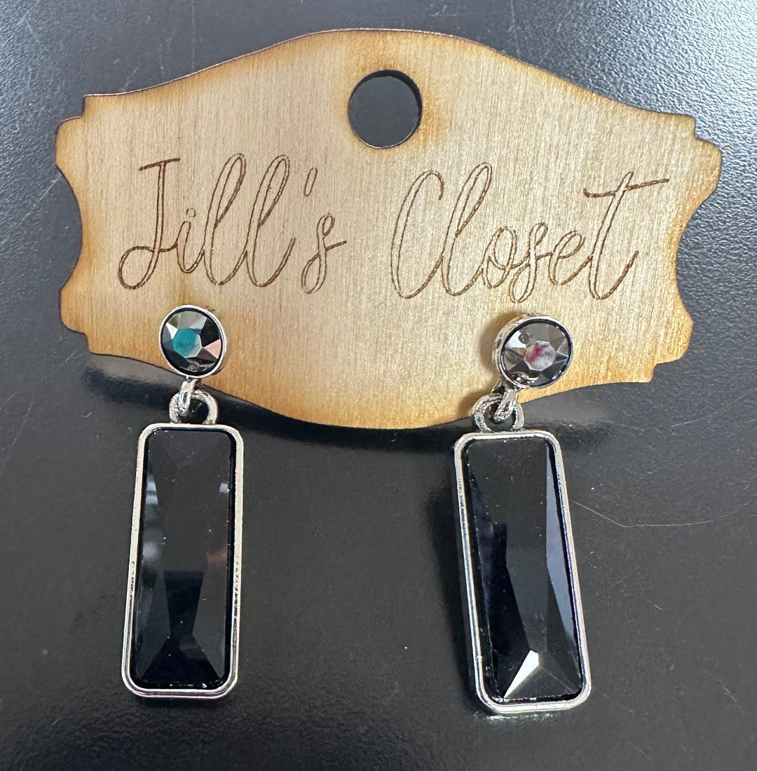 Long Rectangular Stud Earrings