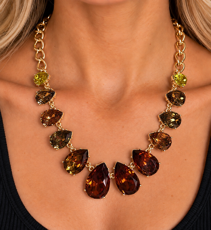 Teardrop Faceted Stone Necklace