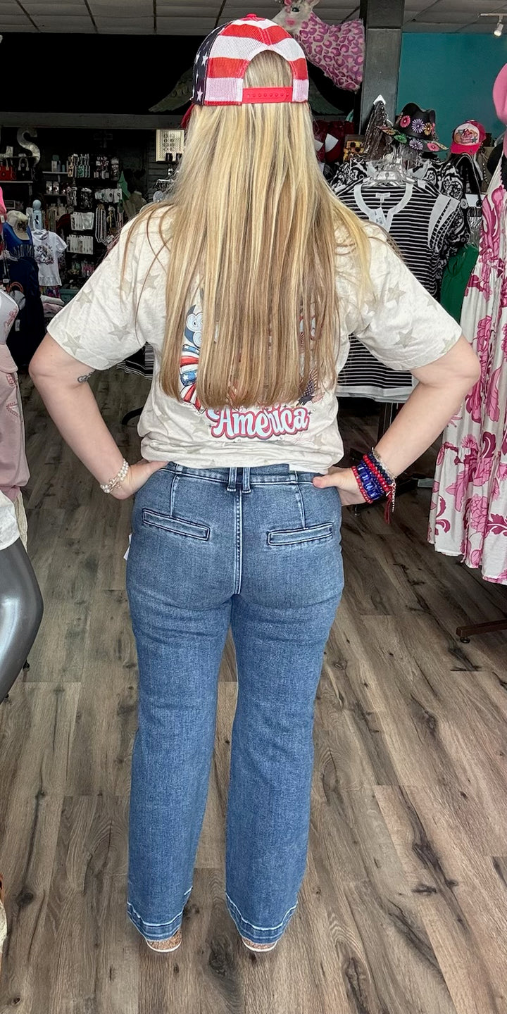 Risen Crop Wide Leg Jeans