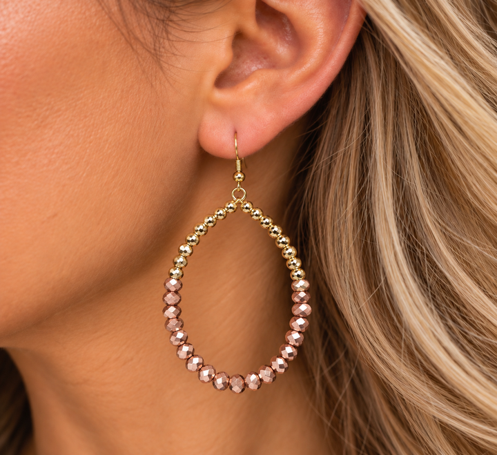 Golden beaded Circle Fishhook Earrings