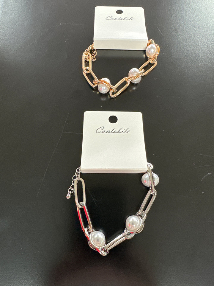 Linked Pearl Bracelet or Necklace