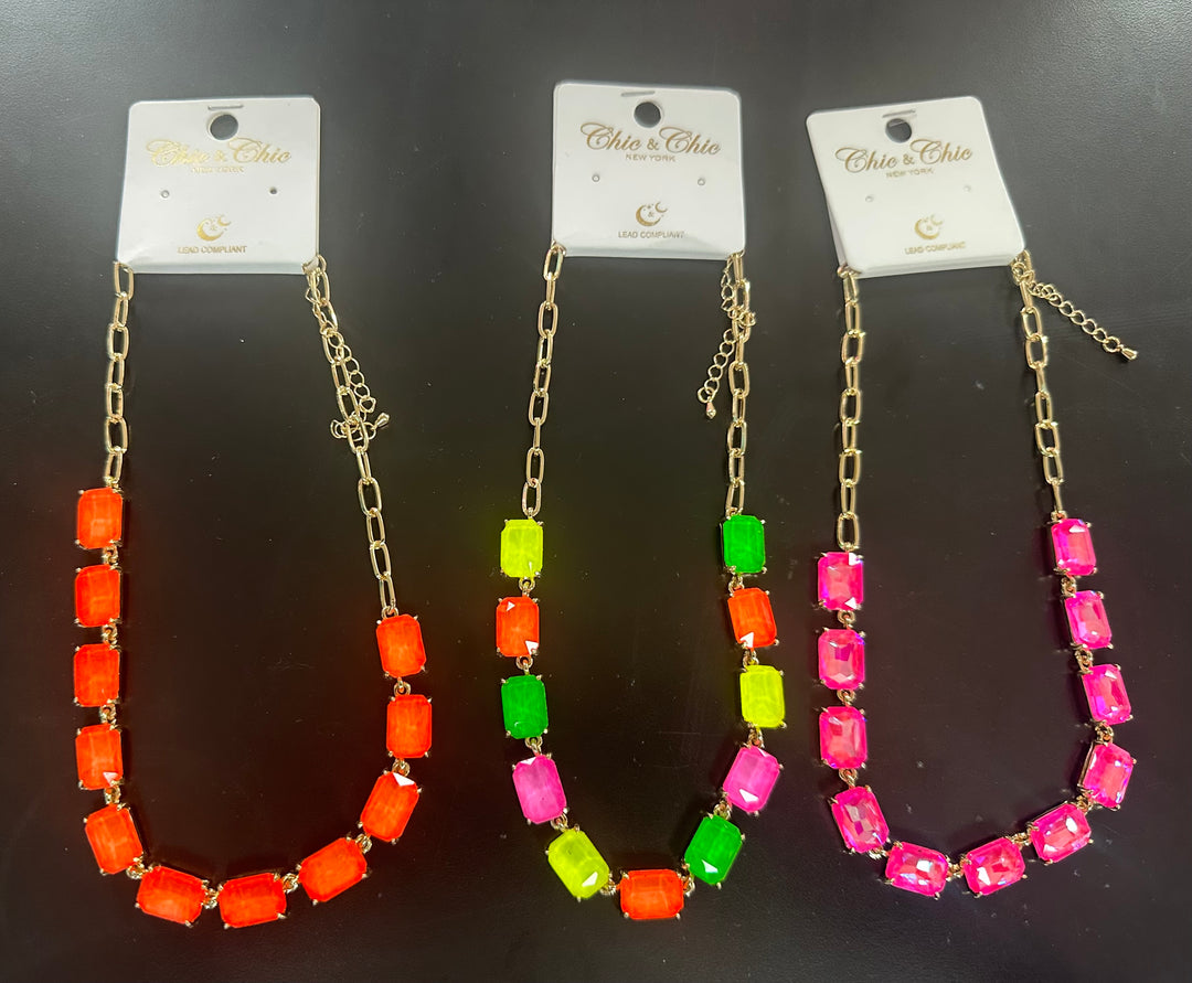 Sherbet Faceted Stone Necklace