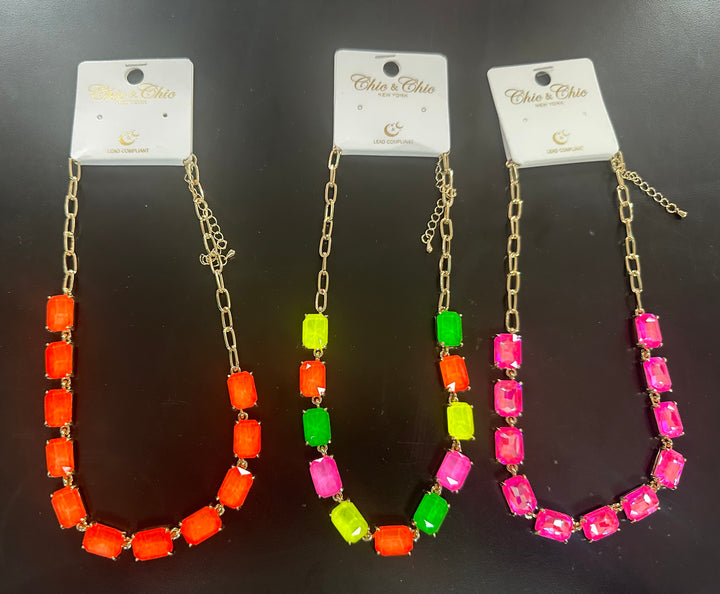 Sherbet Faceted Stone Necklace