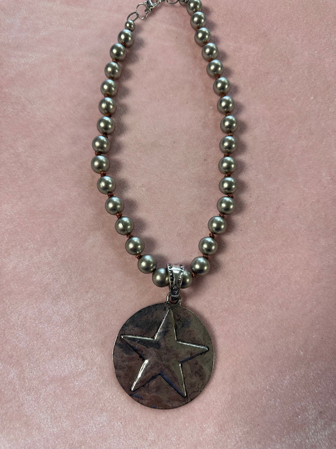 Knotted Silver Bead Pendant Necklace