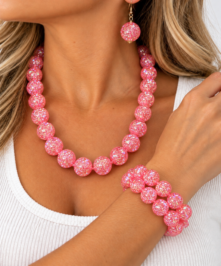 Jenny’s Crystalized Beaded Necklace Set & Bracelets