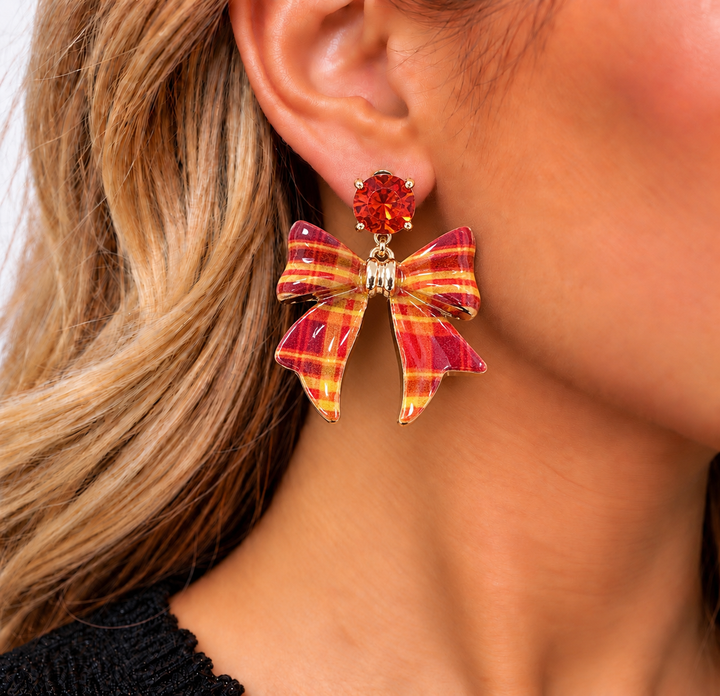 Fall’s Plaid Bow Earrings