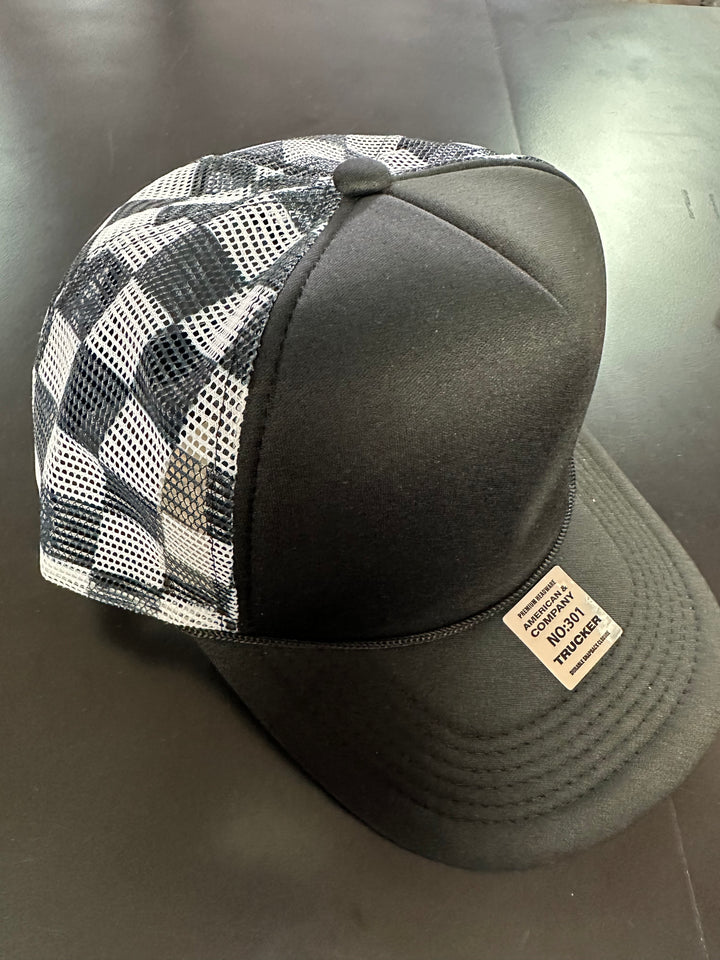 Checkered or Leopard Foam Trucker Hat