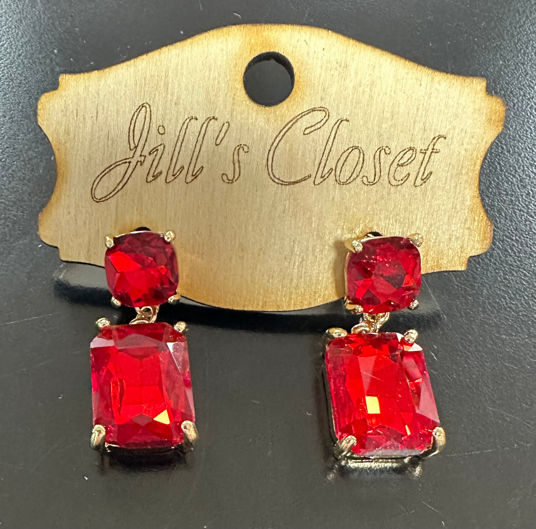 Rectangular Crystal Stud Earrings