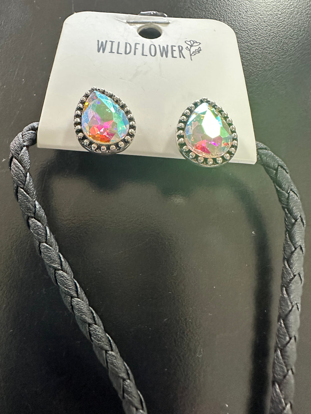 Bling & Turquoise Bolo w/ Earrings