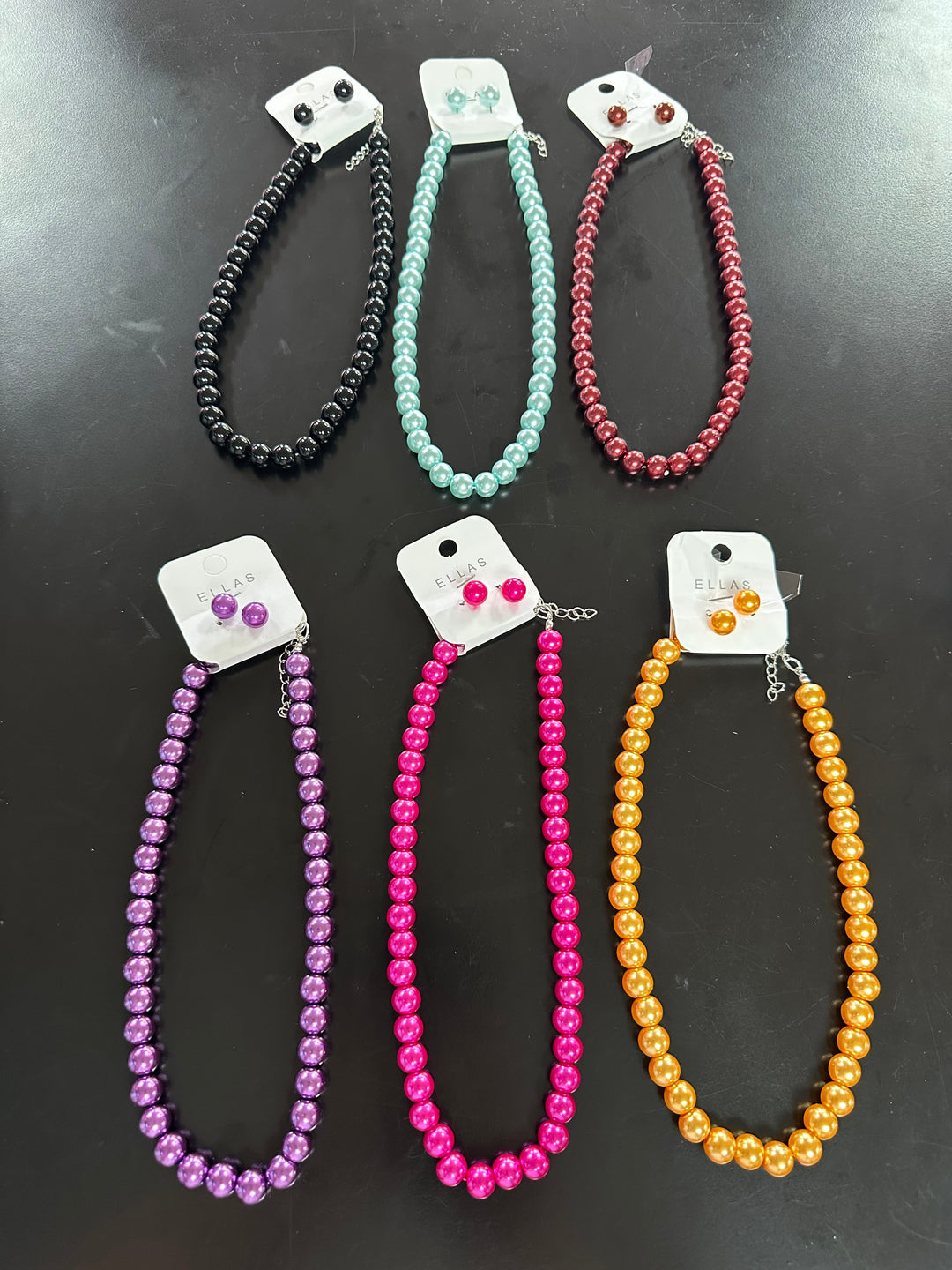 Colored Pearls Necklace & Earrings set