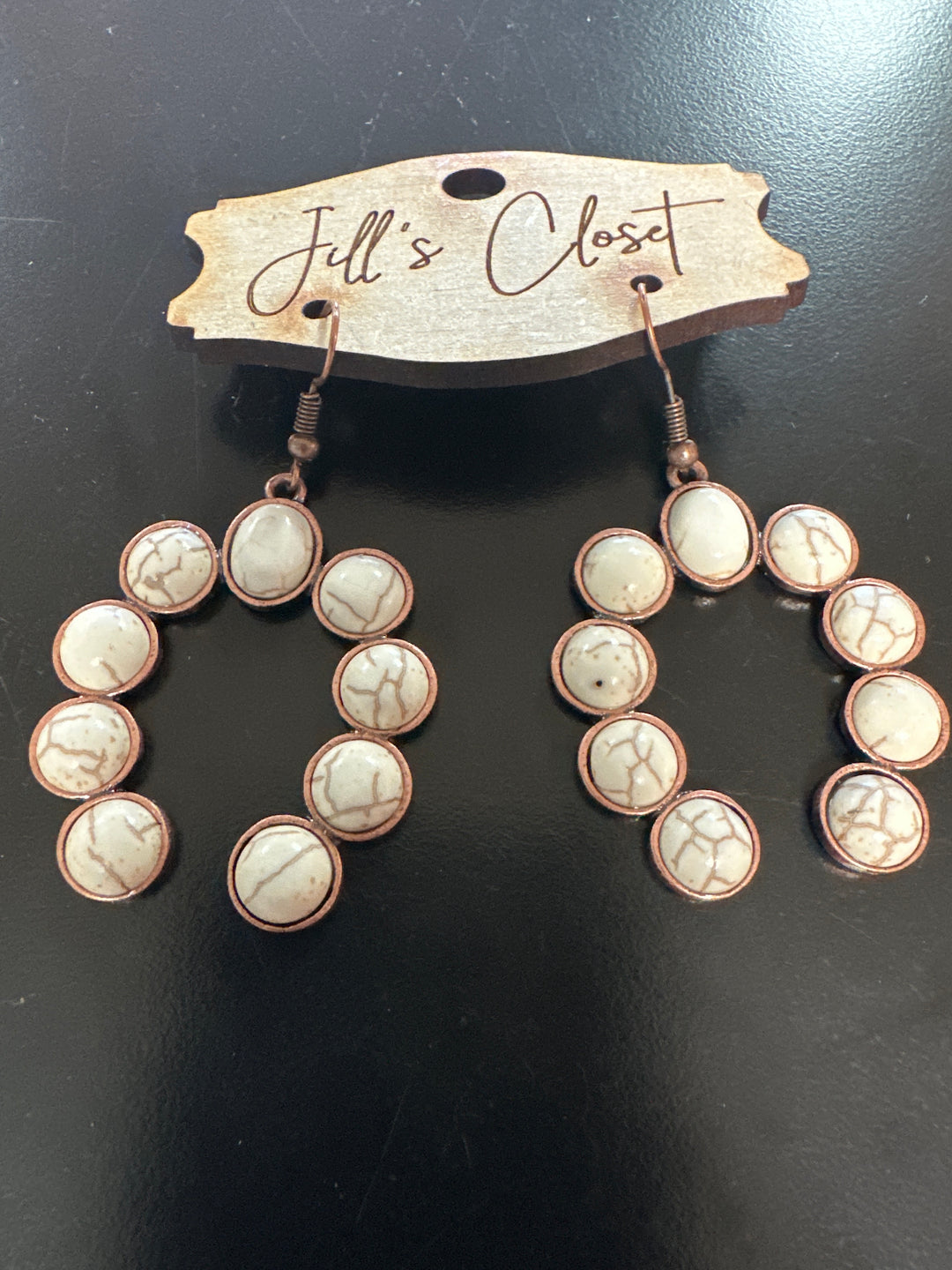 White Buffalo Concho Earrings
