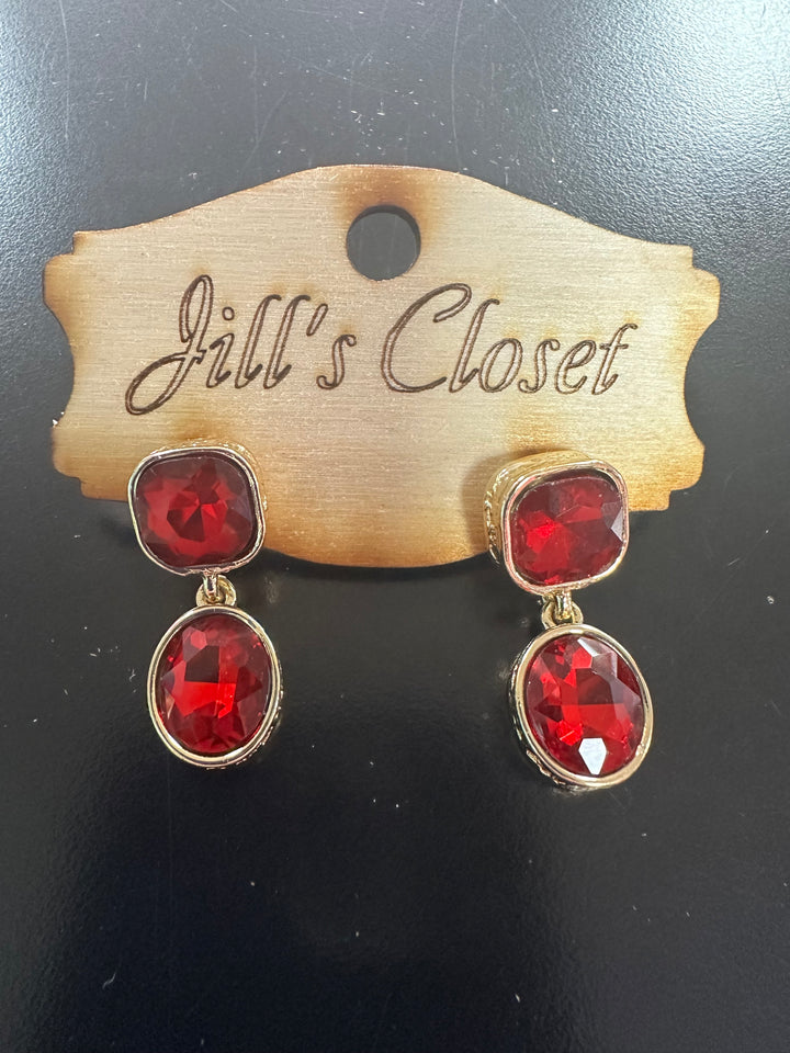 Oval Faceted Stone Stud Earrings