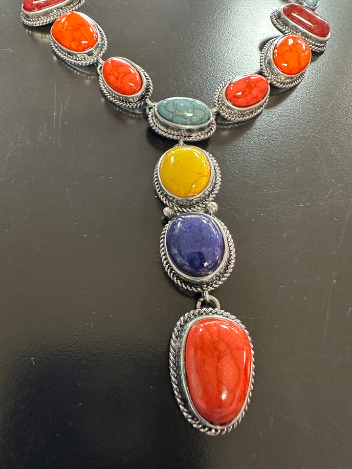 Multi-Color Western Lariat Necklace set