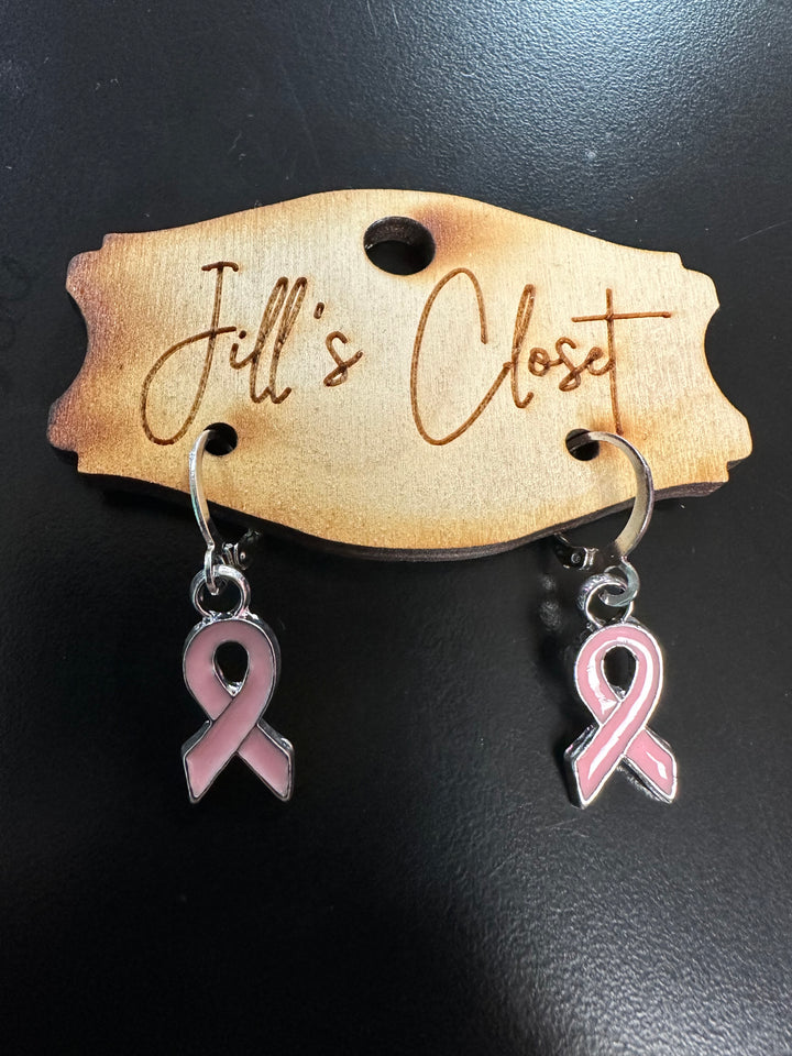 Breast Cancer Ribbon Earrings