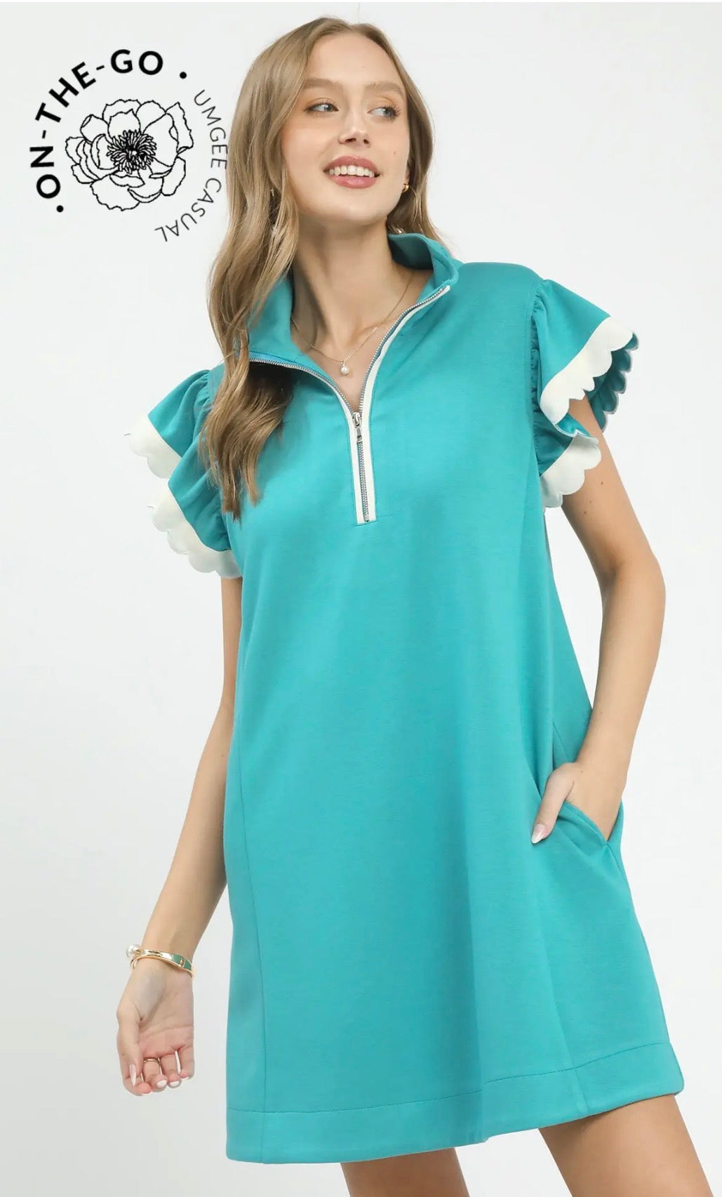 Umgee Heather Ruffle Sleeve Knit Dress