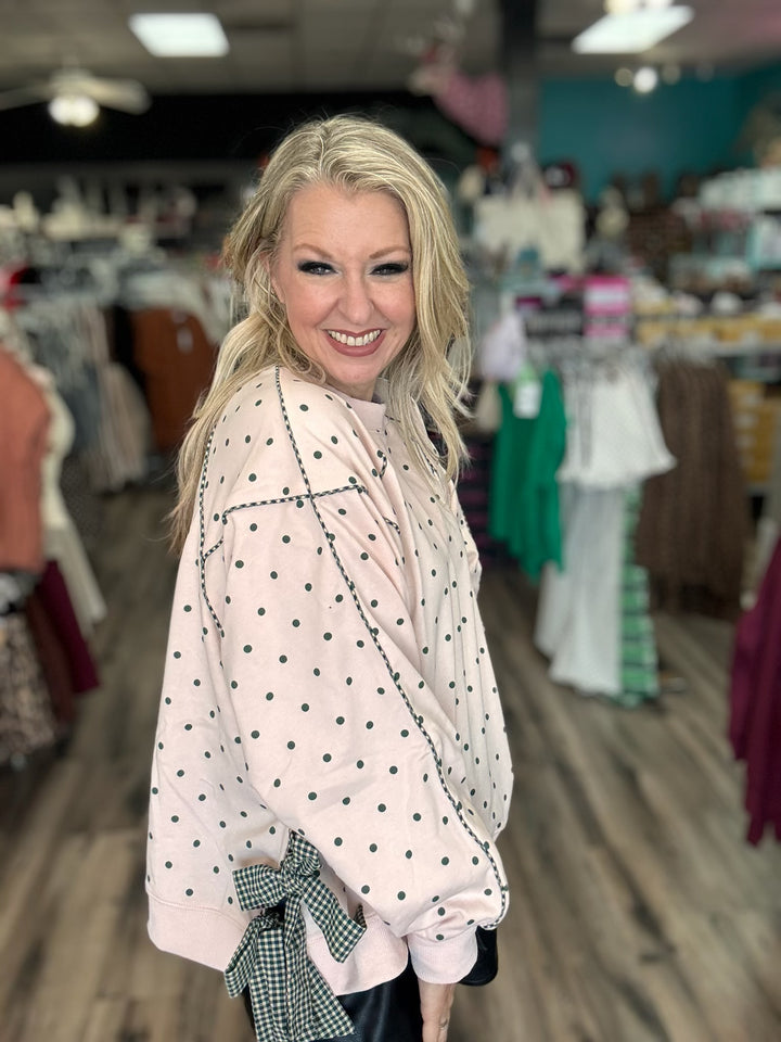 Gingham & Dot Sweatshirt