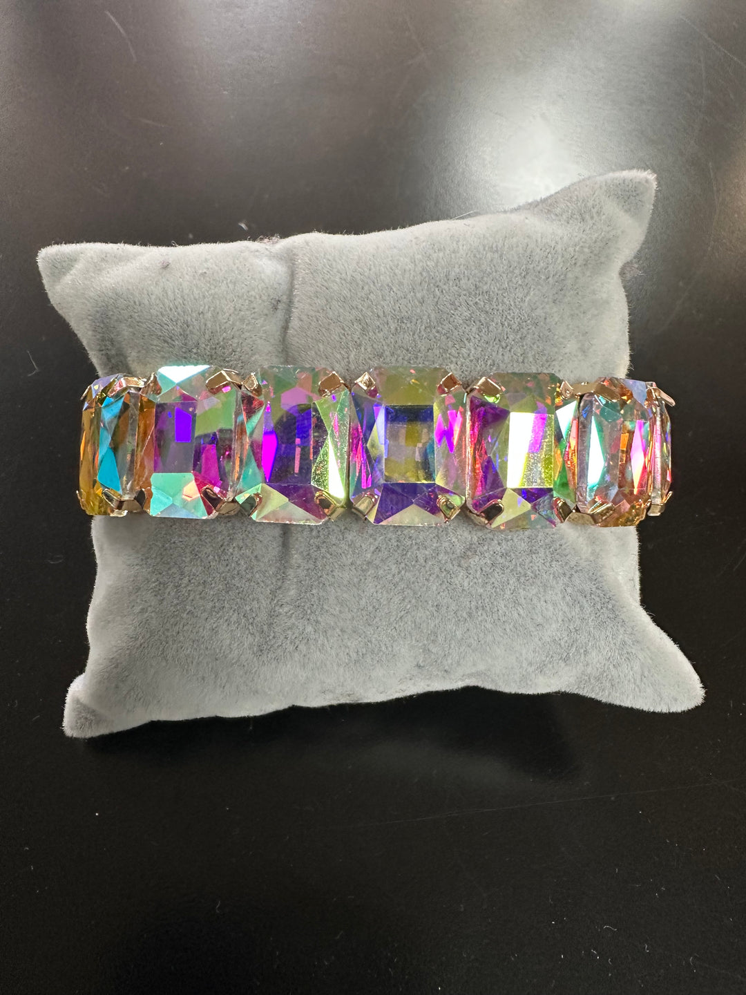 Rectangle Faceted Jeweltone Bracelet