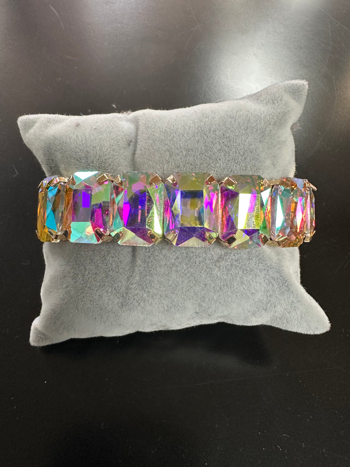Rectangle Faceted Jeweltone Bracelet