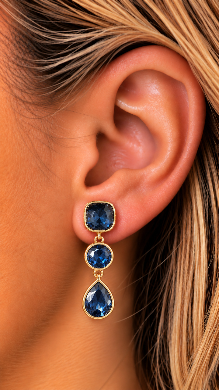 Triple stone Bling Earrings