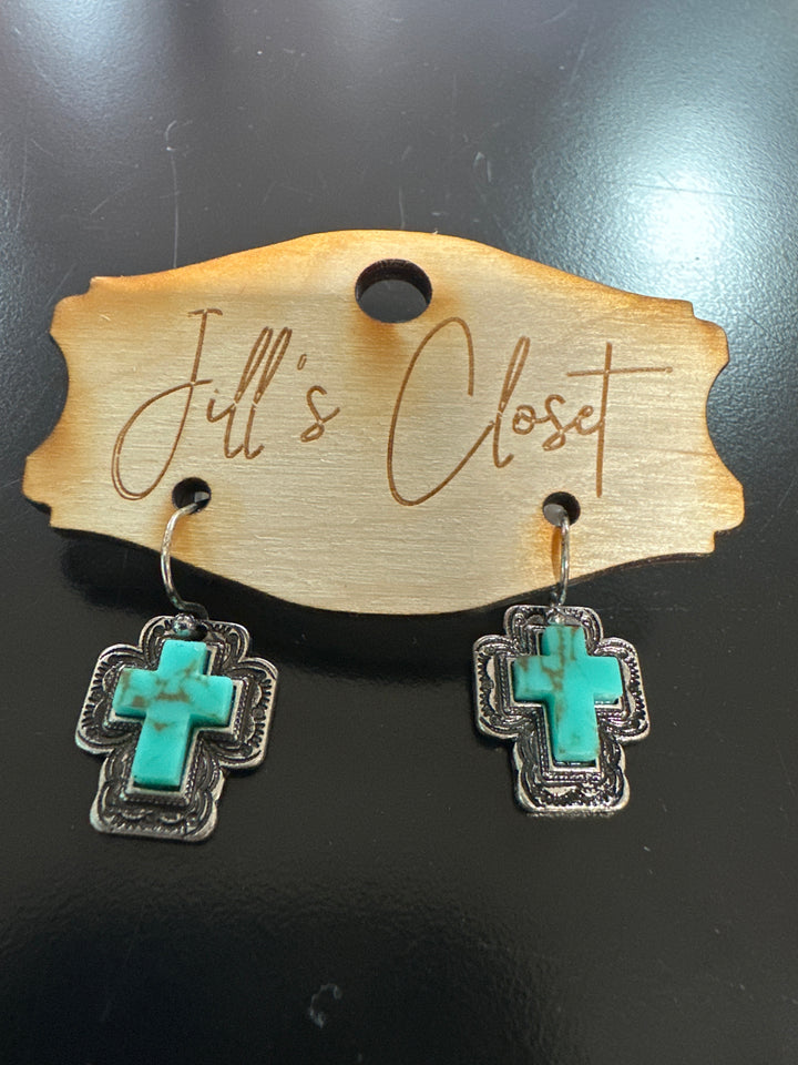 Turquoise Cross Earrings
