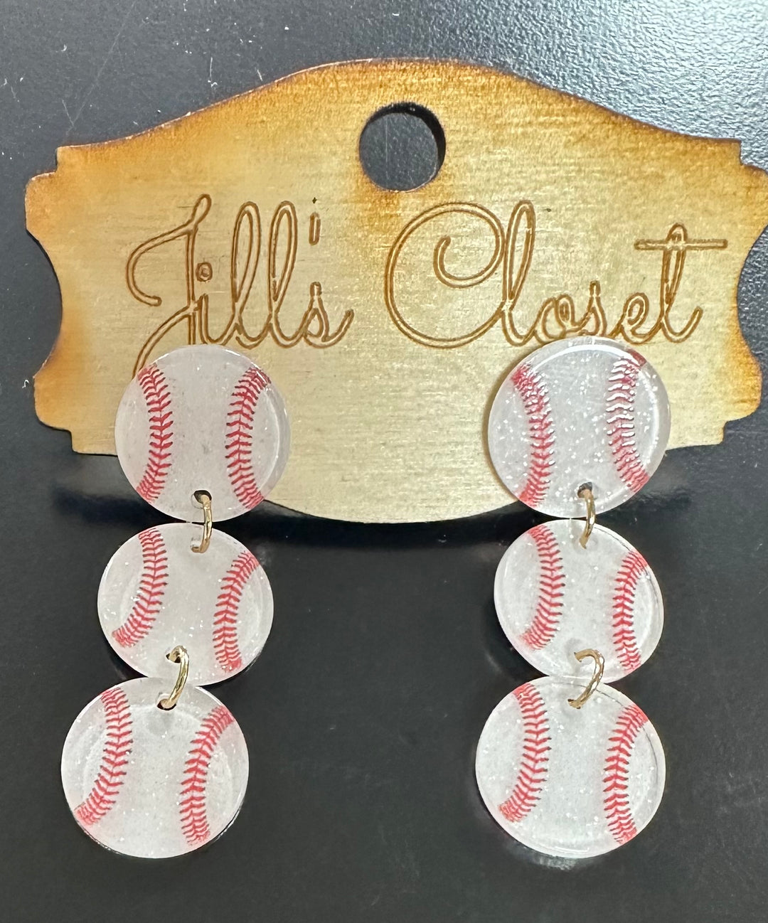 Triple Baseball Stud Earrings