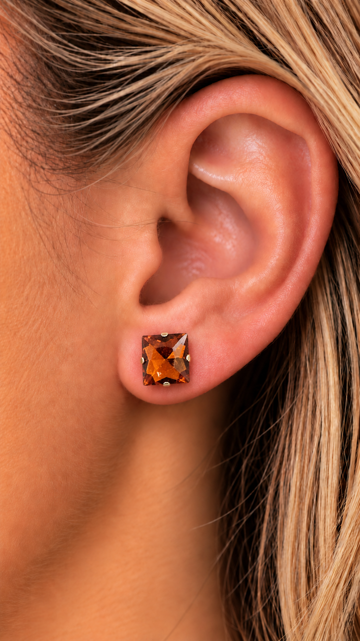 Square Bling Stud Earrings