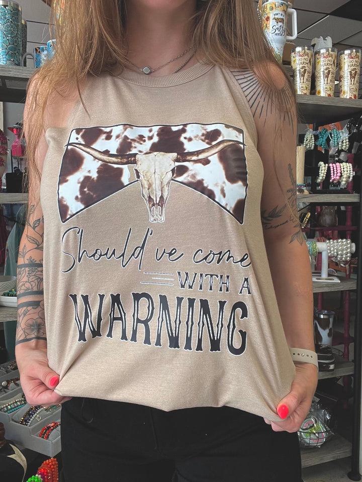 Tan warning label tank