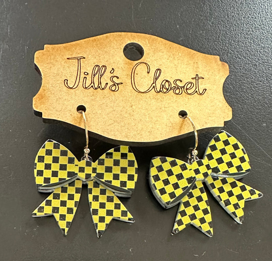 Checkered Bow Earrings