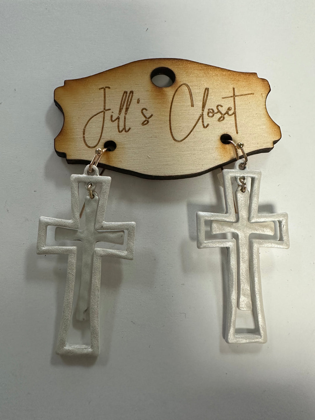 Hammered Metal Cross Earrings