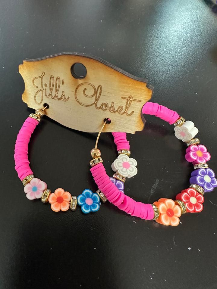 Flower Hoop Earrings