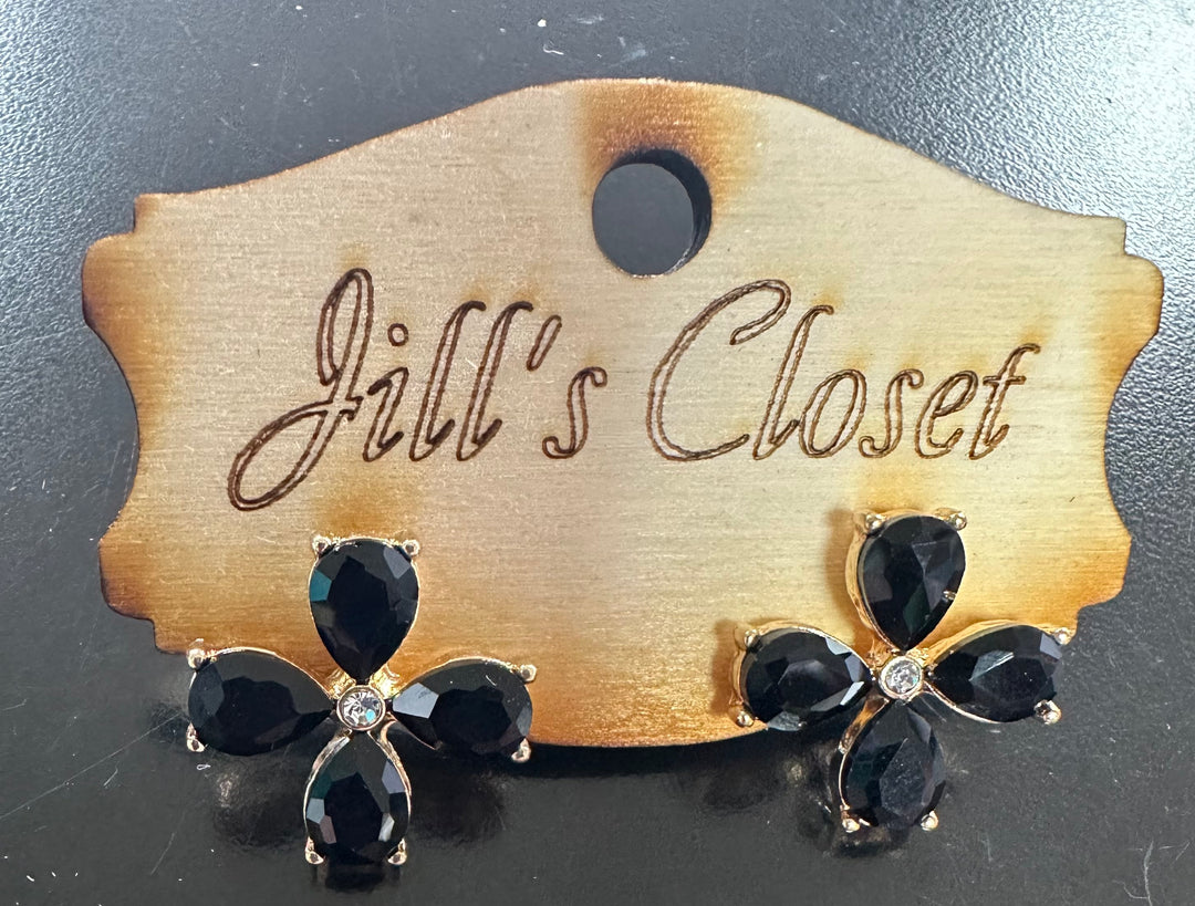 Black Faceted Stone Earrings