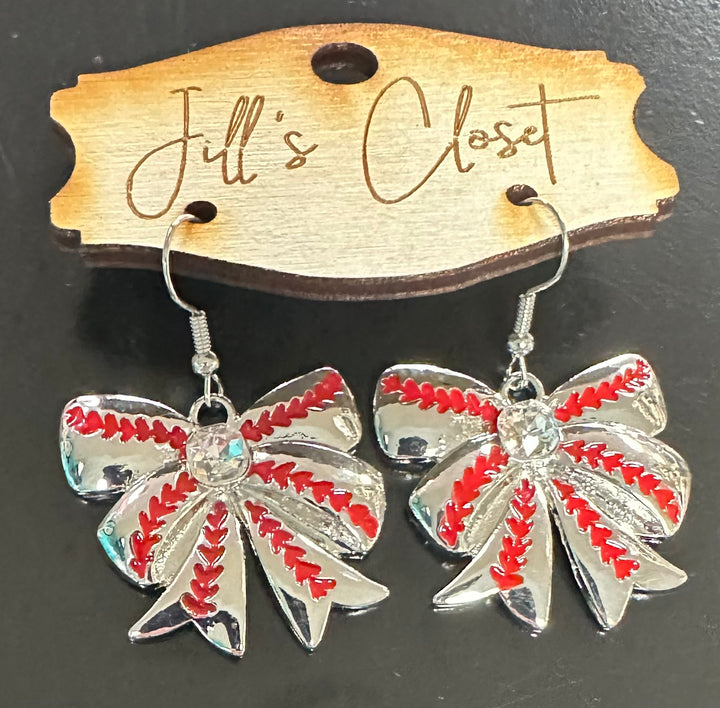 Baseball Bow Earrings