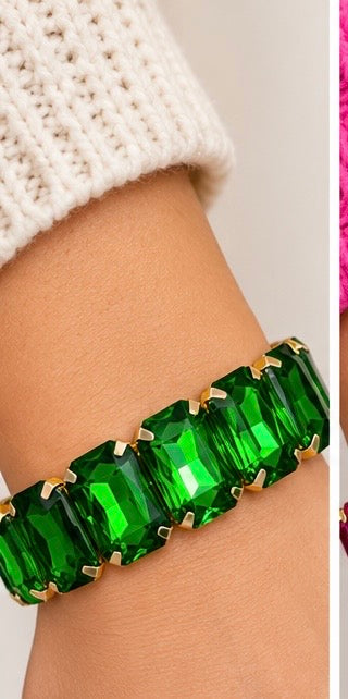 Rectangle Faceted Jeweltone Bracelet