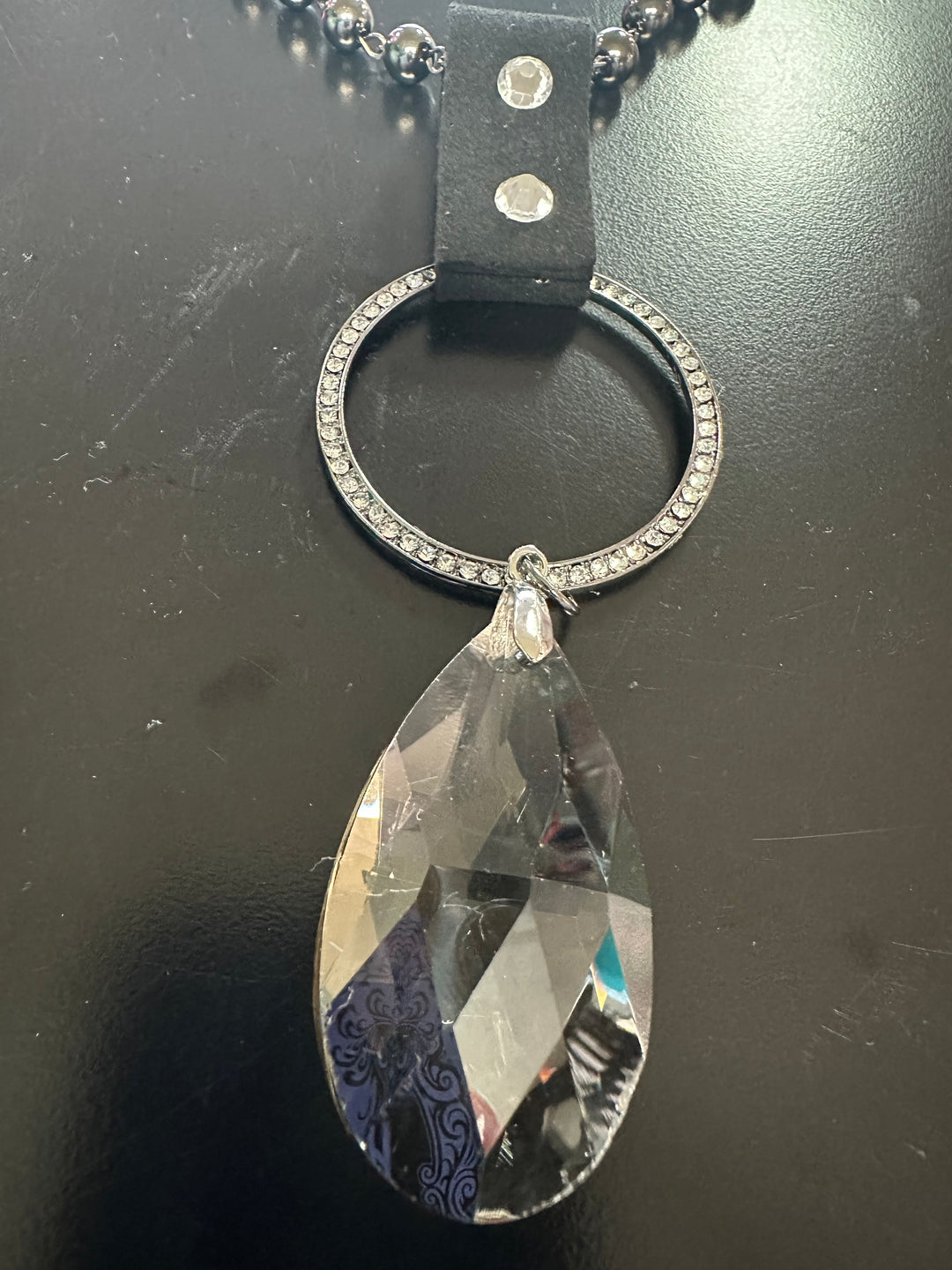 Long faceted & Rhinestone Necklace