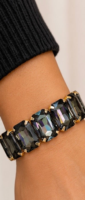 Rectangle Faceted Jeweltone Bracelet