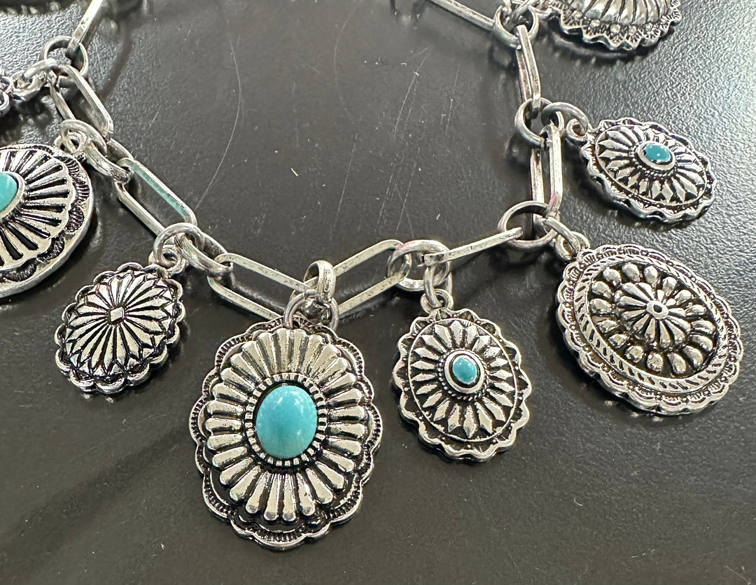 Silver Concho Charm Bracelet