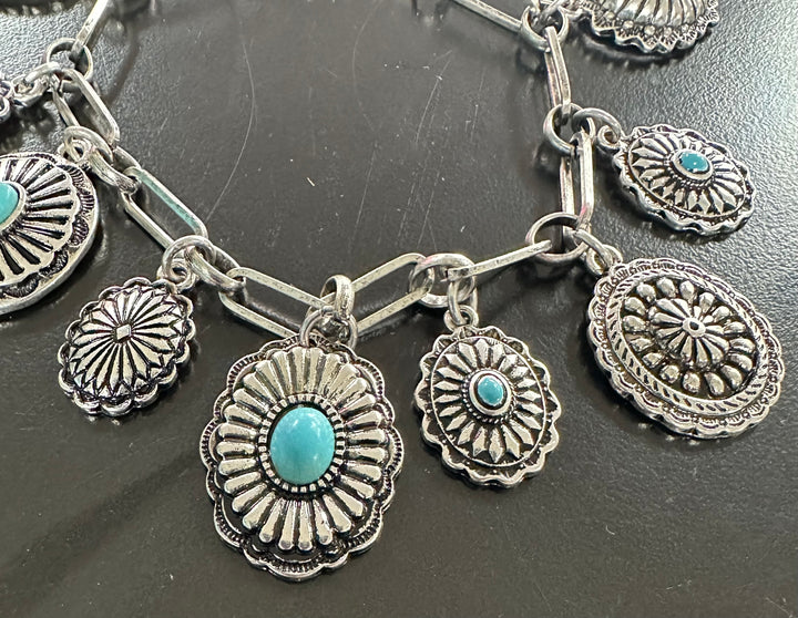 Silver Concho Charm Bracelet