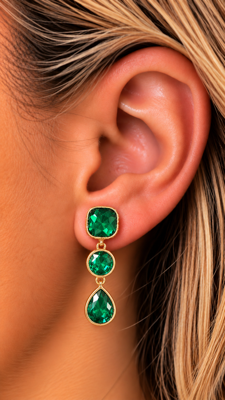 Triple stone Bling Earrings