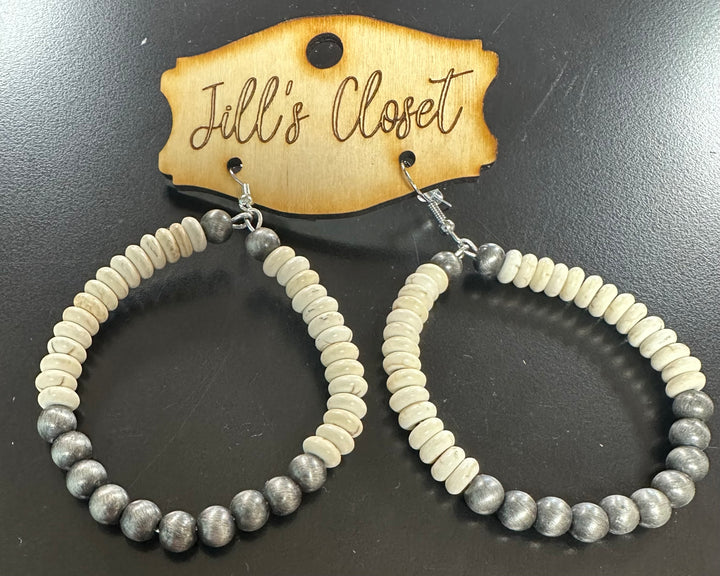 Silver & Bone Hoop Earrings