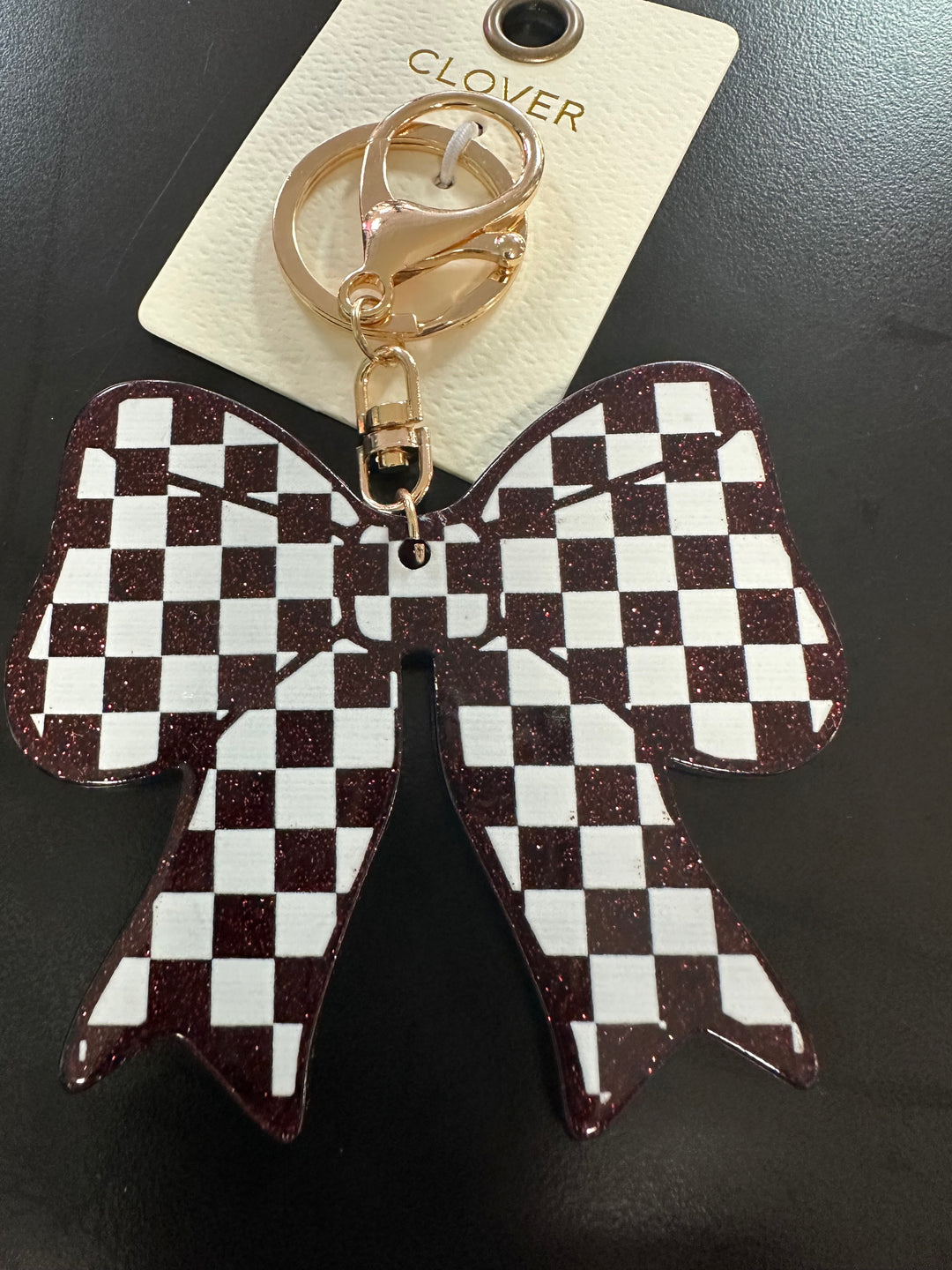 Checkered Bow Key Chains