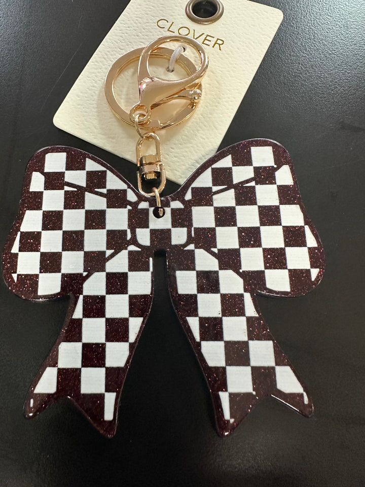 Checkered Bow Key Chains