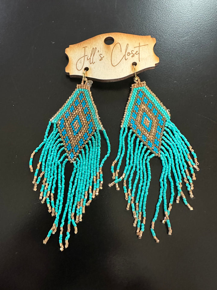 Seed Bead Tassel Earrings