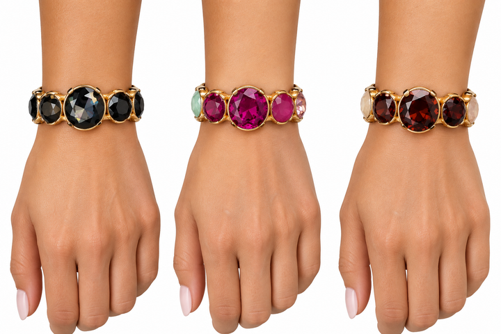 Lg. faceted Rd. stone Bracelets