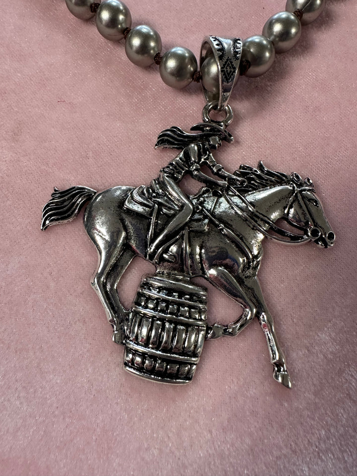 Knotted Silver Bead Pendant Necklace