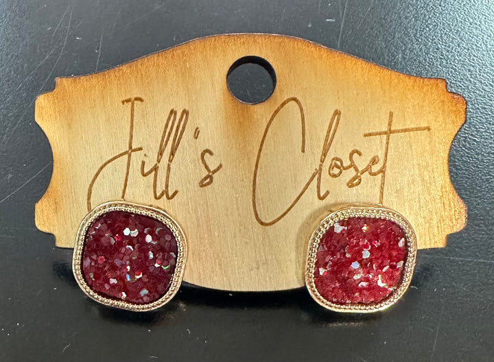Square Sequin Stud Earrings