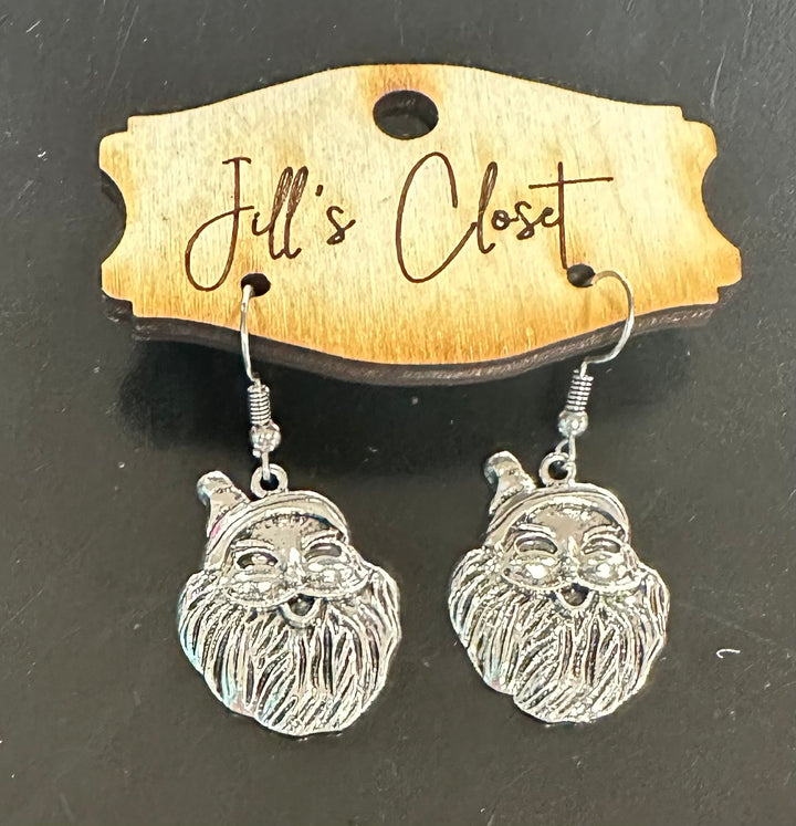 Silver Santa Fishhook Earrings