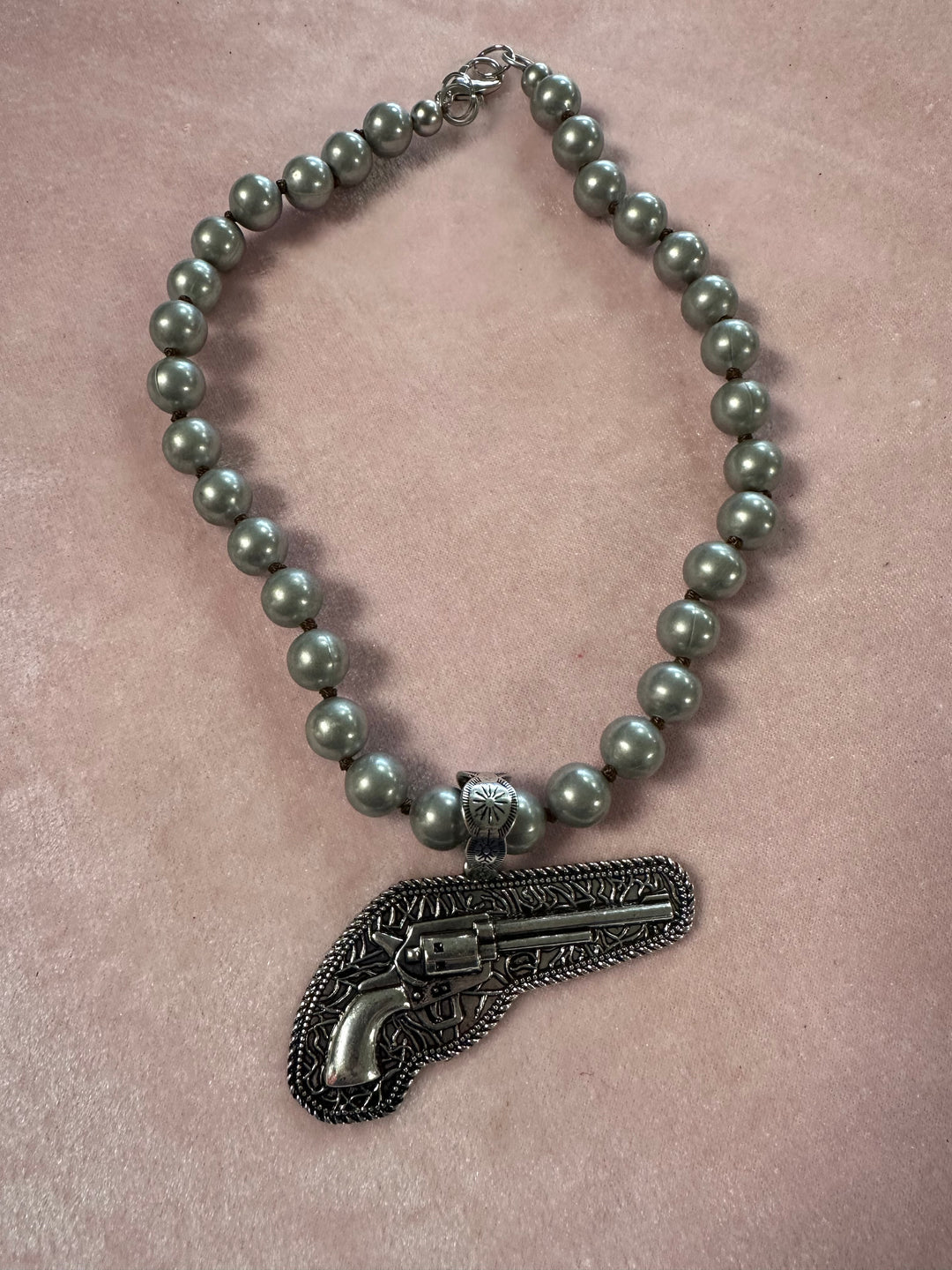 Knotted Silver Bead Pendant Necklace