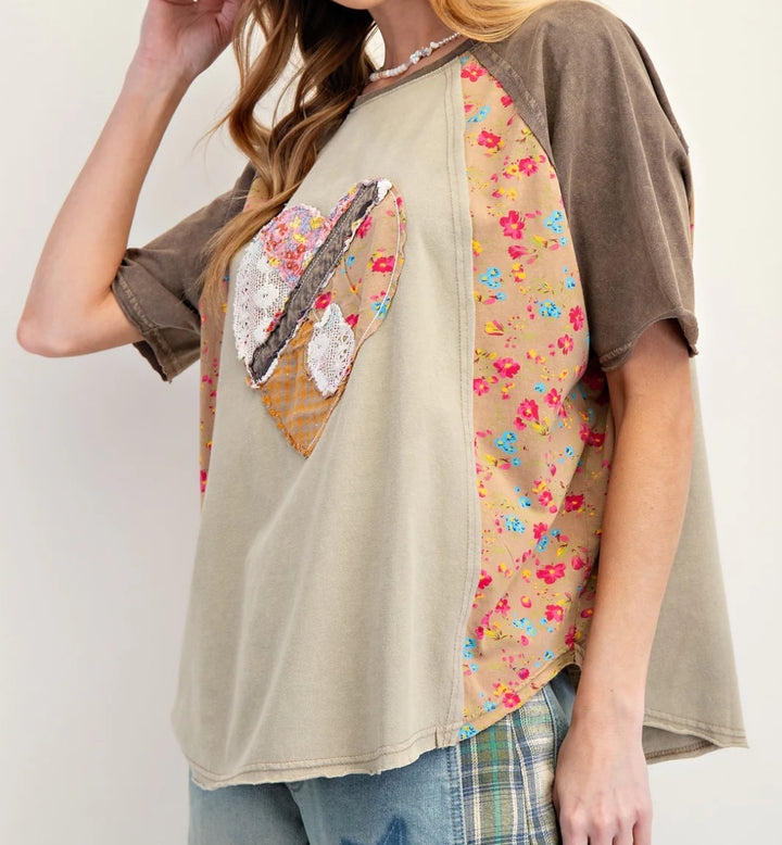 Vintage Calico Heart Top