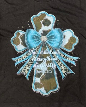 Clothed with Strength Bling Cross