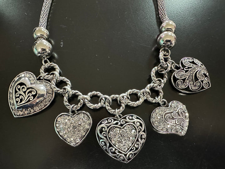 Blinged Heart Necklace Set